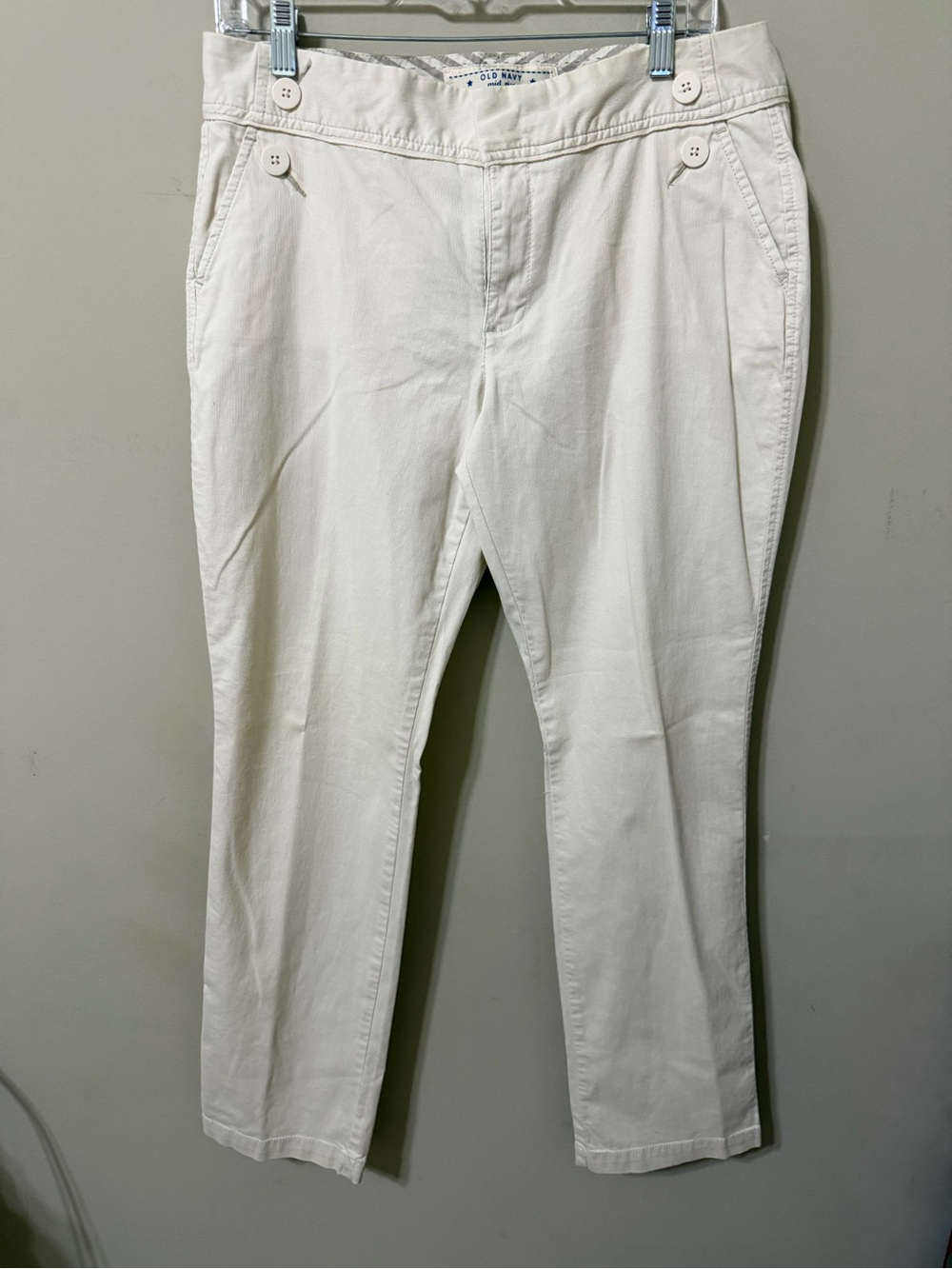 Old Navy Cream/Beige Mid-Rise Stretch sailor Pants cotton 10 vintage spring 2008
